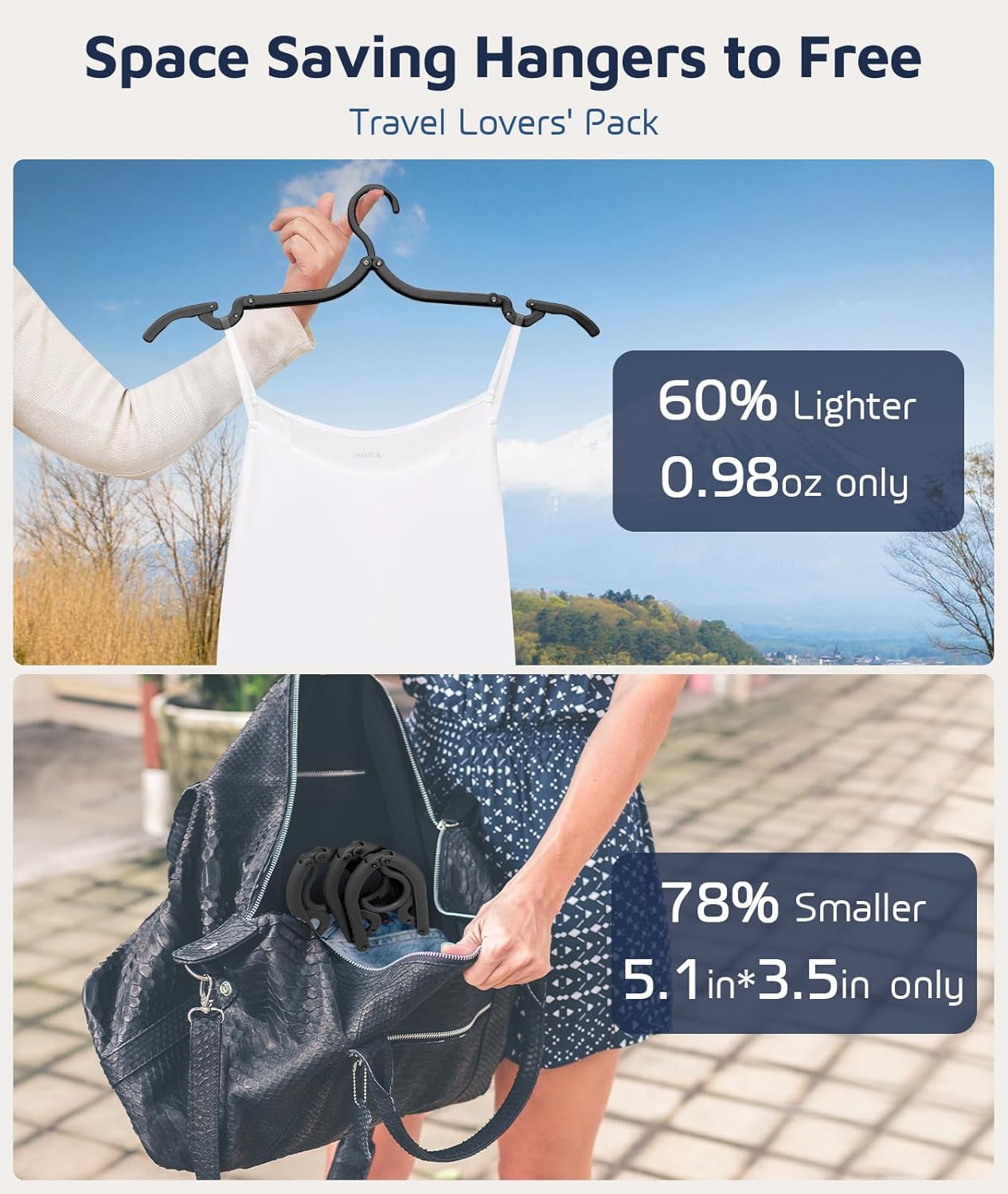 10 Pcs Travel Hangers, Cruise Ship Essentials Foldable Hangers Plastic Travel Essentials, Portable Cruises Must Haves 20
