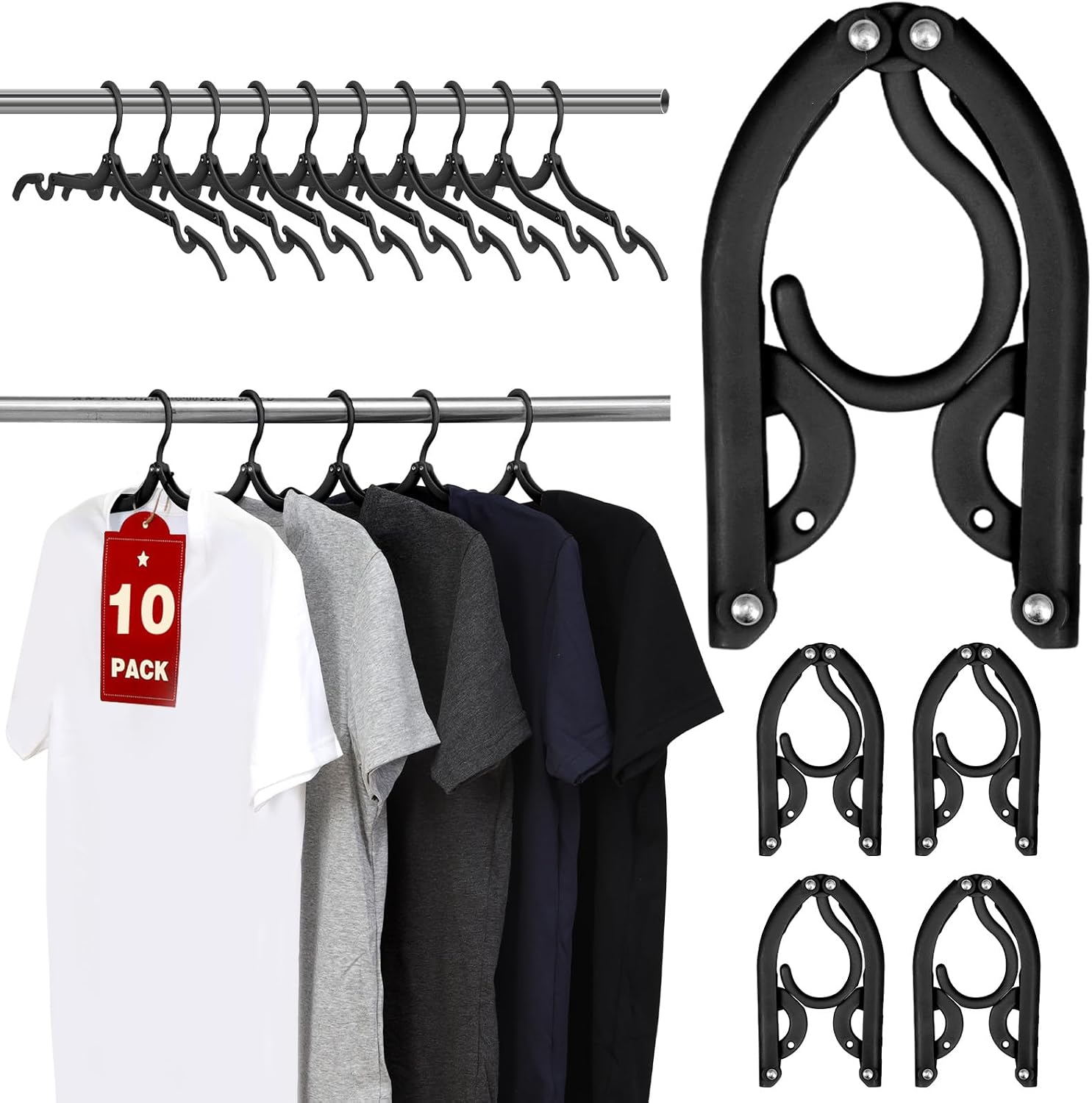 10 Pcs Travel Hangers, Cruise Ship Essentials Foldable Hangers Plastic Travel Essentials, Portable Cruises Must Haves 20