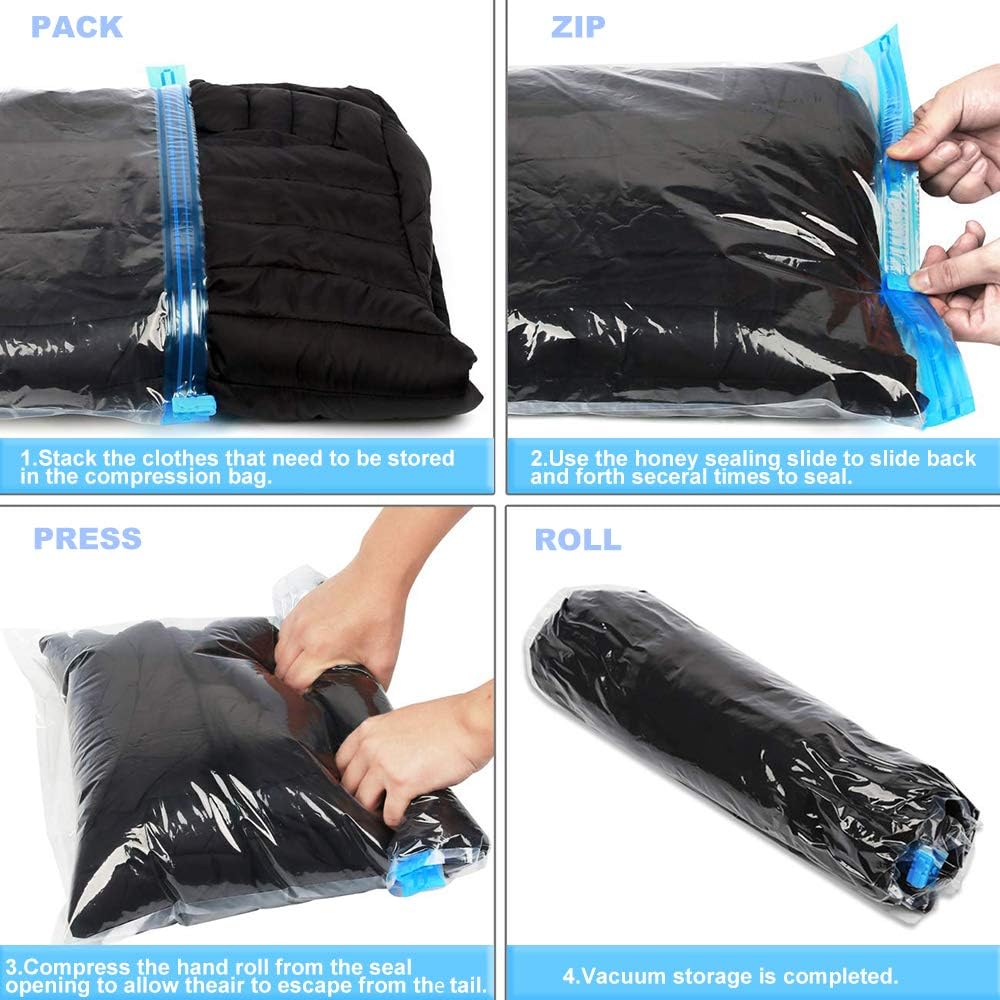 ALMING Compression Bags - Travel Accessories - 10 Pack Space Saver Bags - No Vacuum or Pump Needed - Vacuum Storage Bags