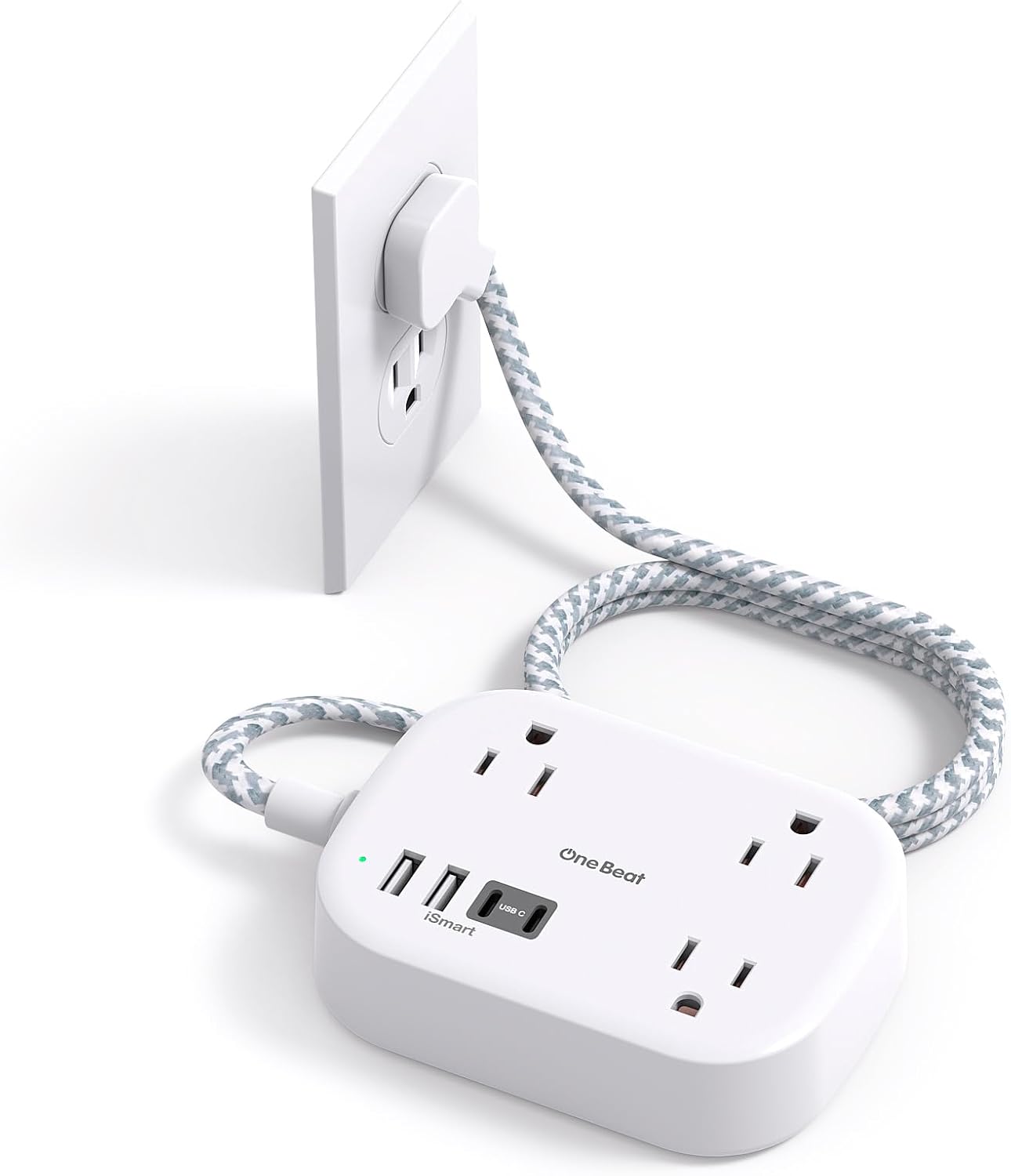Cruise Essentials 2026,One Beat Travel Power Strip with USB C,Flat Plug 6ft