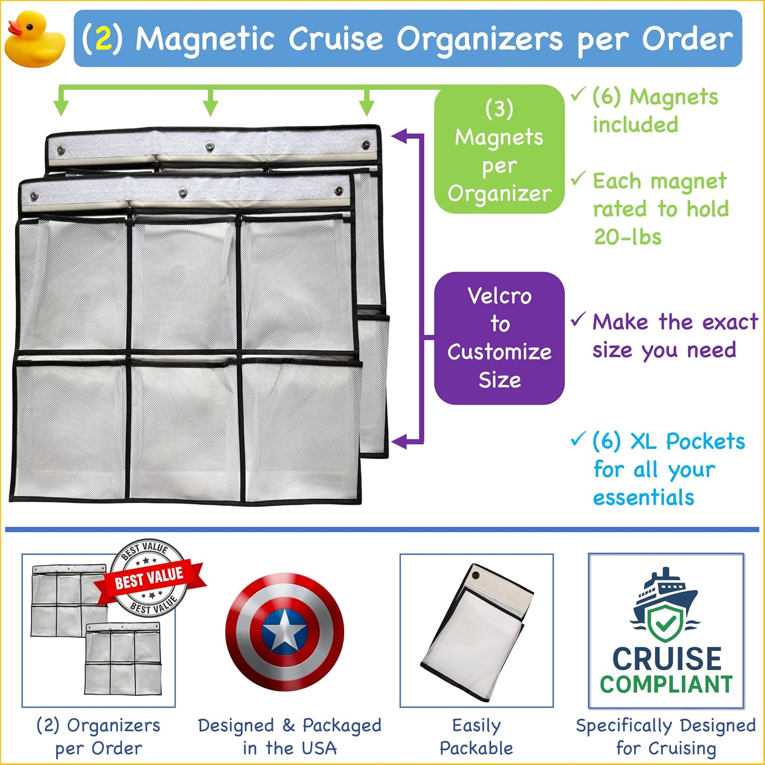 Magnetic Cruise Organizer, Cruise Essentials 2026, Cruise Cabin Organizers, Hanging Wall Storage for Cruise Ships, Toile